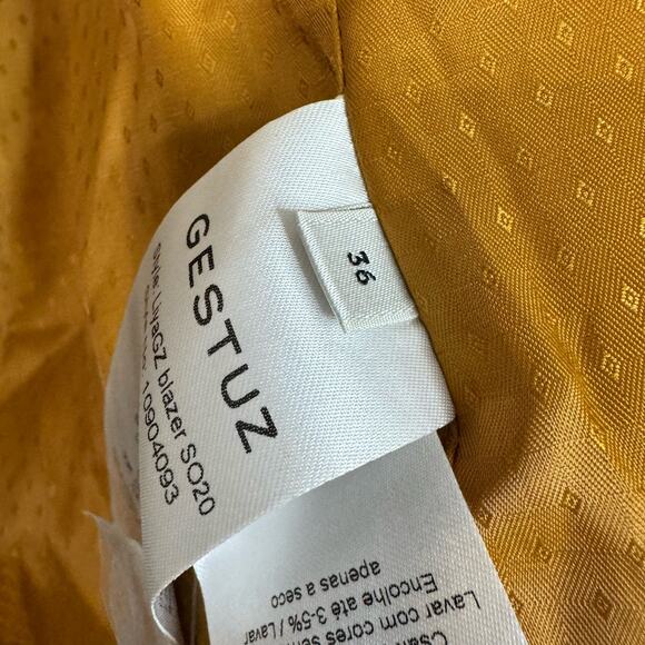 Gestuz LizaGZ Double Breasted Blazer Boxy Fit Relaxed Sz 36Small Mustard Yellow - Picture 10 of 15